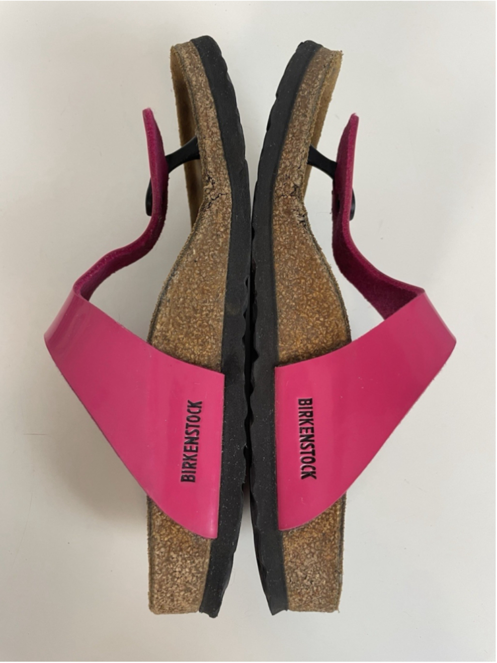 Birkenstock Gizeh Sandals Womens 37 Glossy Patent Pink Leather Fuchsia Tulip - Picture 7 of 12